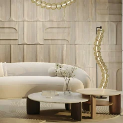 Lampadaire salon design – guirlande métal doré EDEN