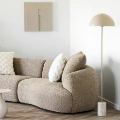 Lampadaire salon design marbre beige et métal doré KARS
