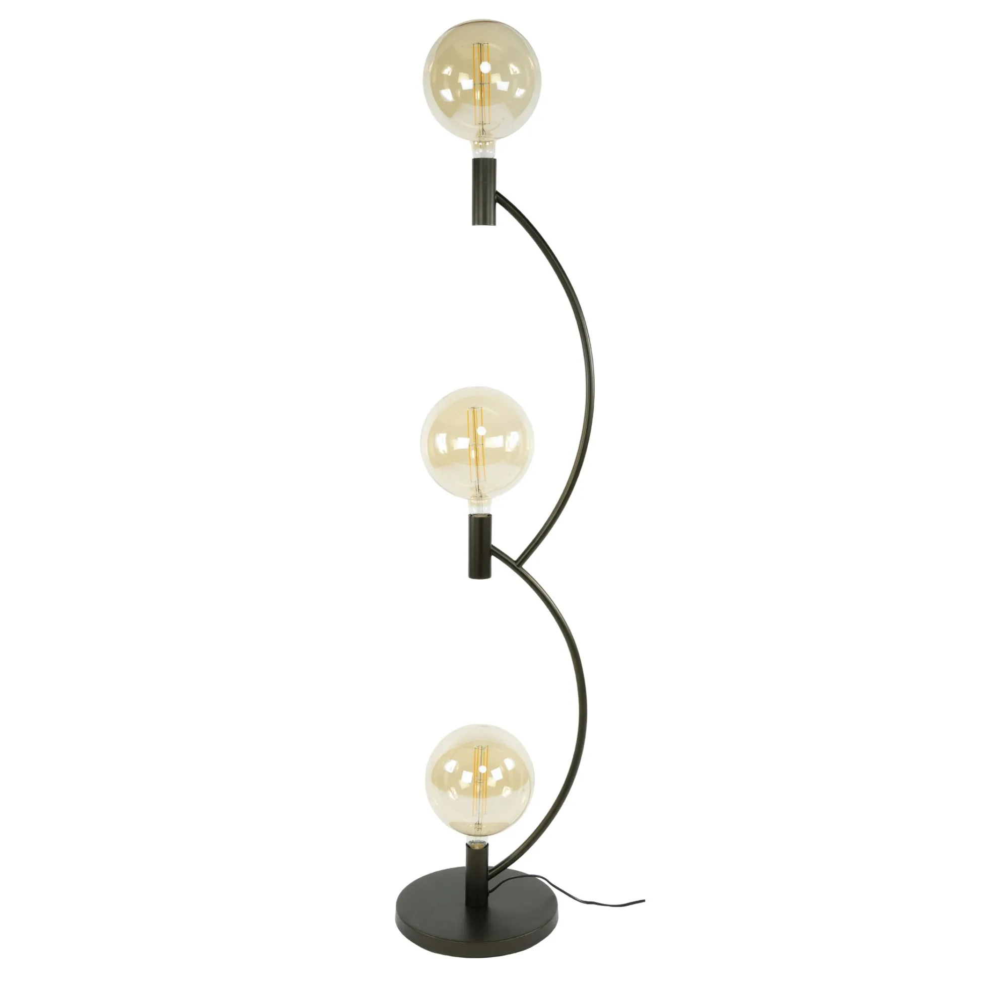 Lampadaire salon en métal courbe finition bronze 3 lampes RALF