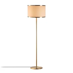 Lampadaire salon moderne, abat-jour tissu écru ZURICH