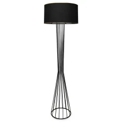 Lampadaire salon moderne chic noir, abat-jour tissu SINOP