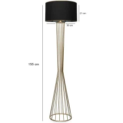 Lampadaire salon moderne doré abat-jour noir SINOP