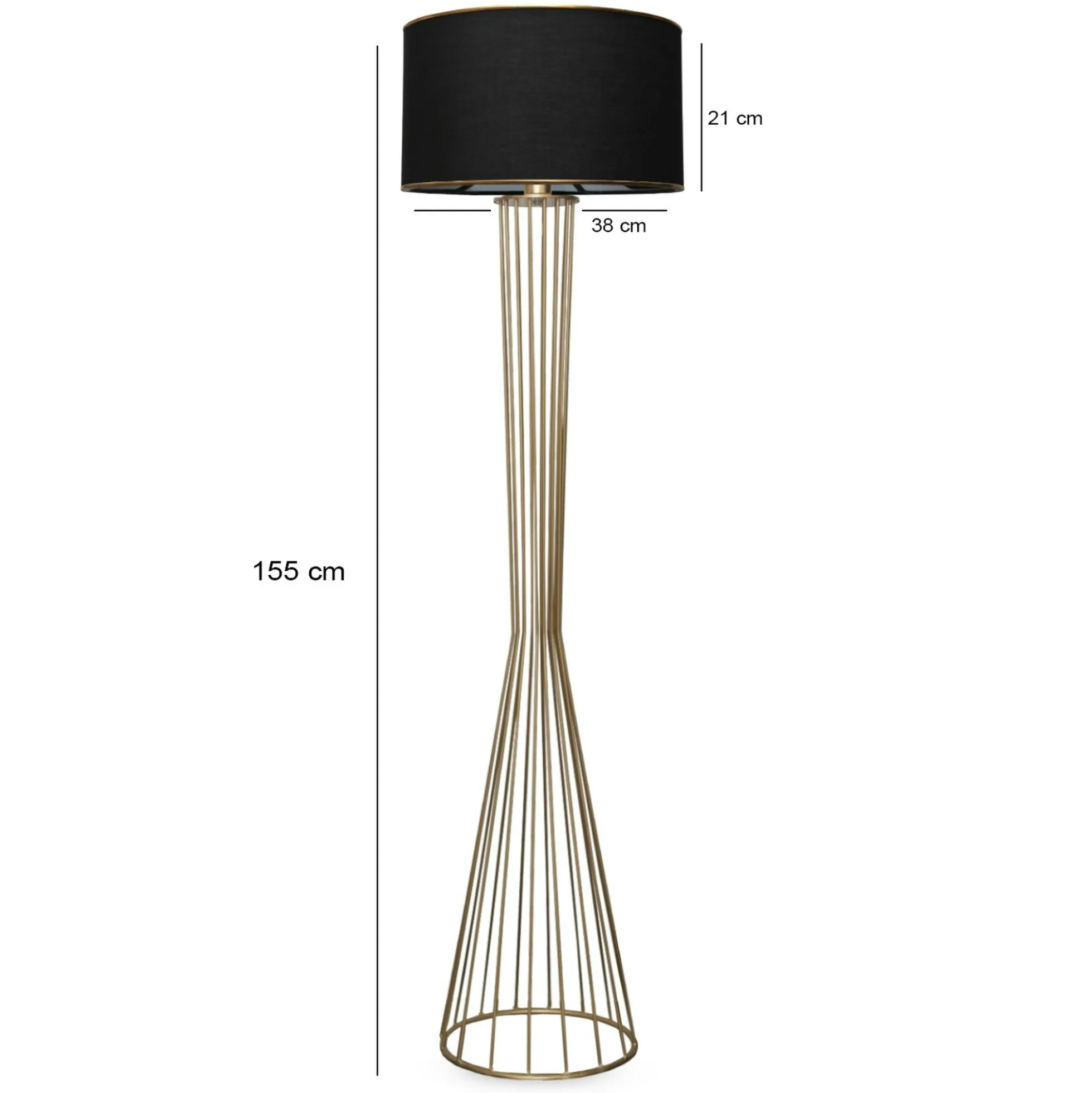 Lampadaire salon moderne doré abat-jour noir SINOP