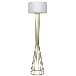 Lampadaire salon moderne doré avec abat-jour blanc SINOP