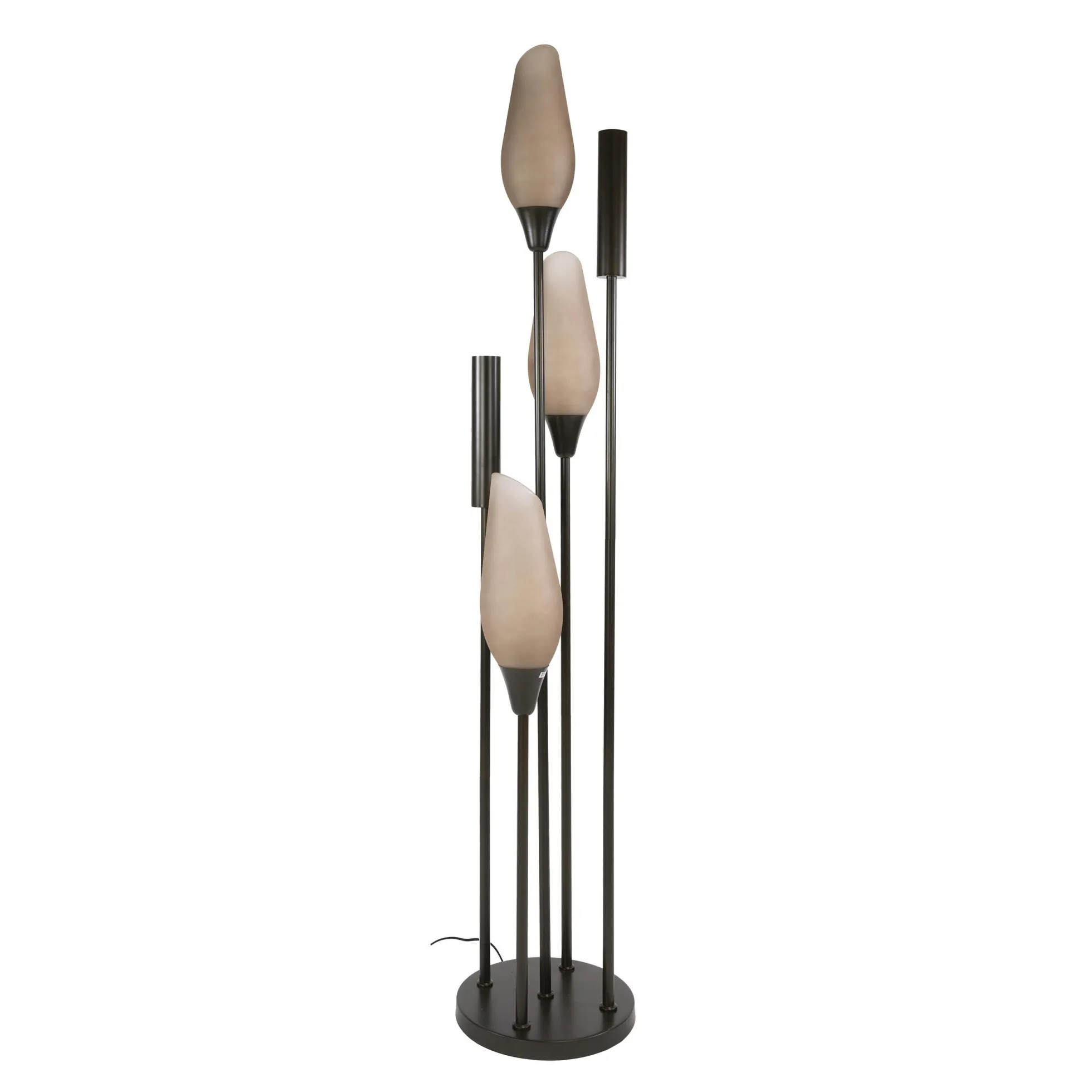 Lampadaire salon verre dépoli brun et métal bronze 5 lampes NIAGARA