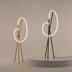 Lampadaire tige LED doré avec 1 tube lumineux AURORA