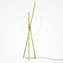Lampadaire tige LED doré avec 1 tube lumineux AURORA