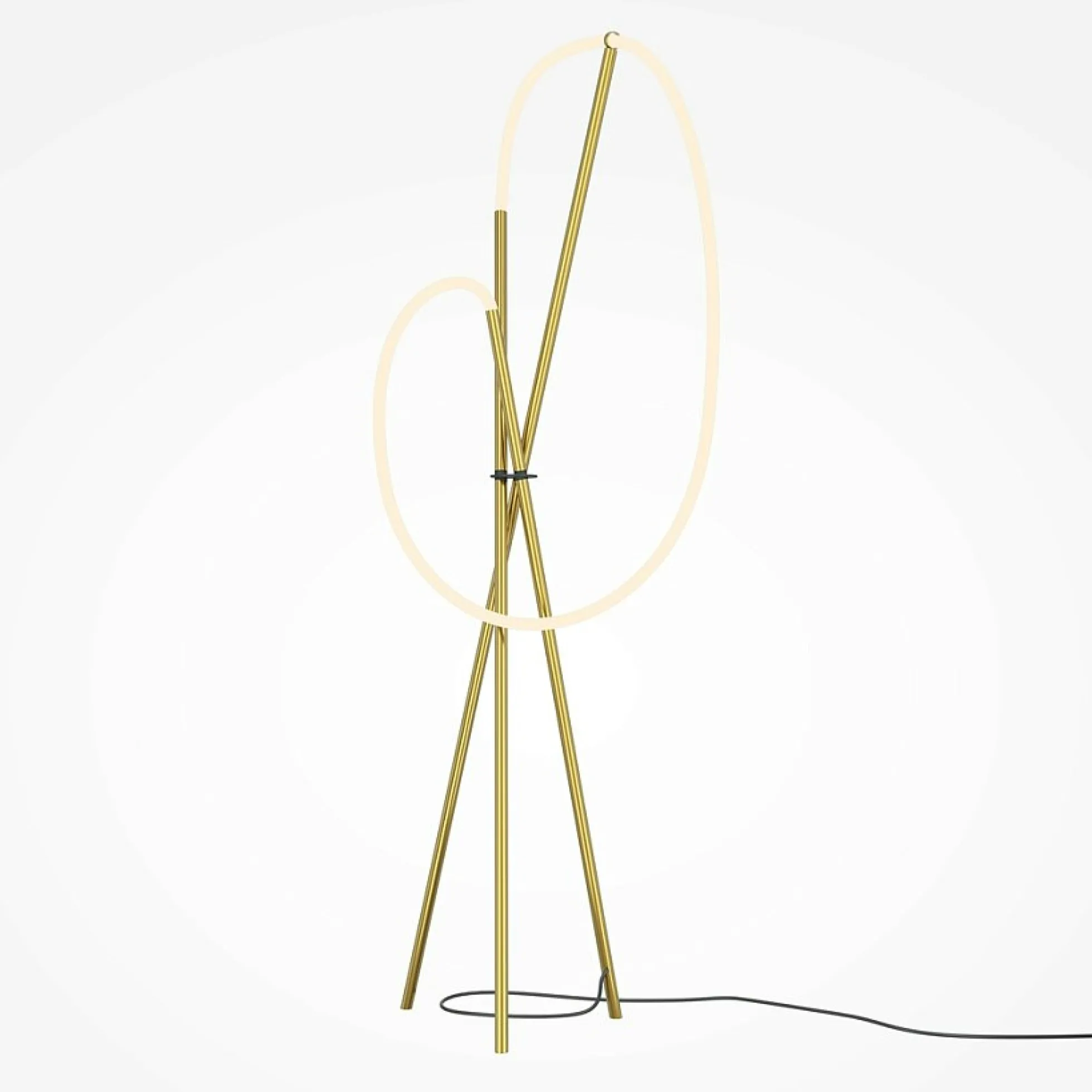 Lampadaire tige LED doré avec 1 tube lumineux AURORA