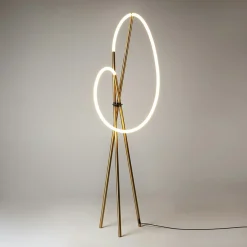 Lampadaire tige LED doré avec 1 tube lumineux AURORA
