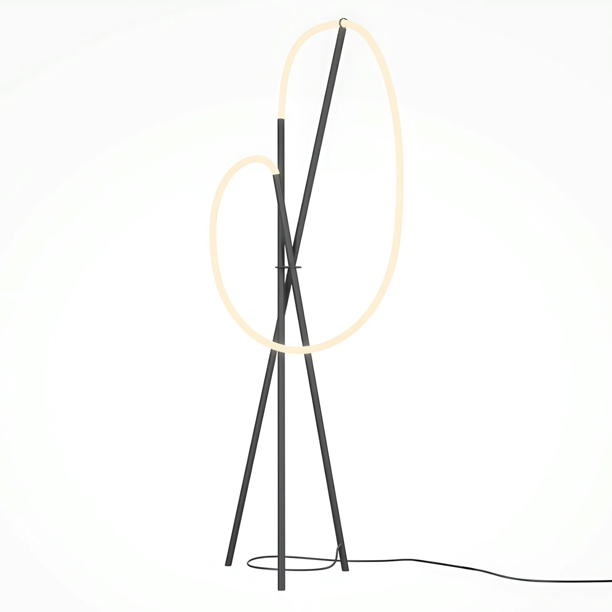 Lampadaire tige LED noir avec 1 tube lumineux AURORA