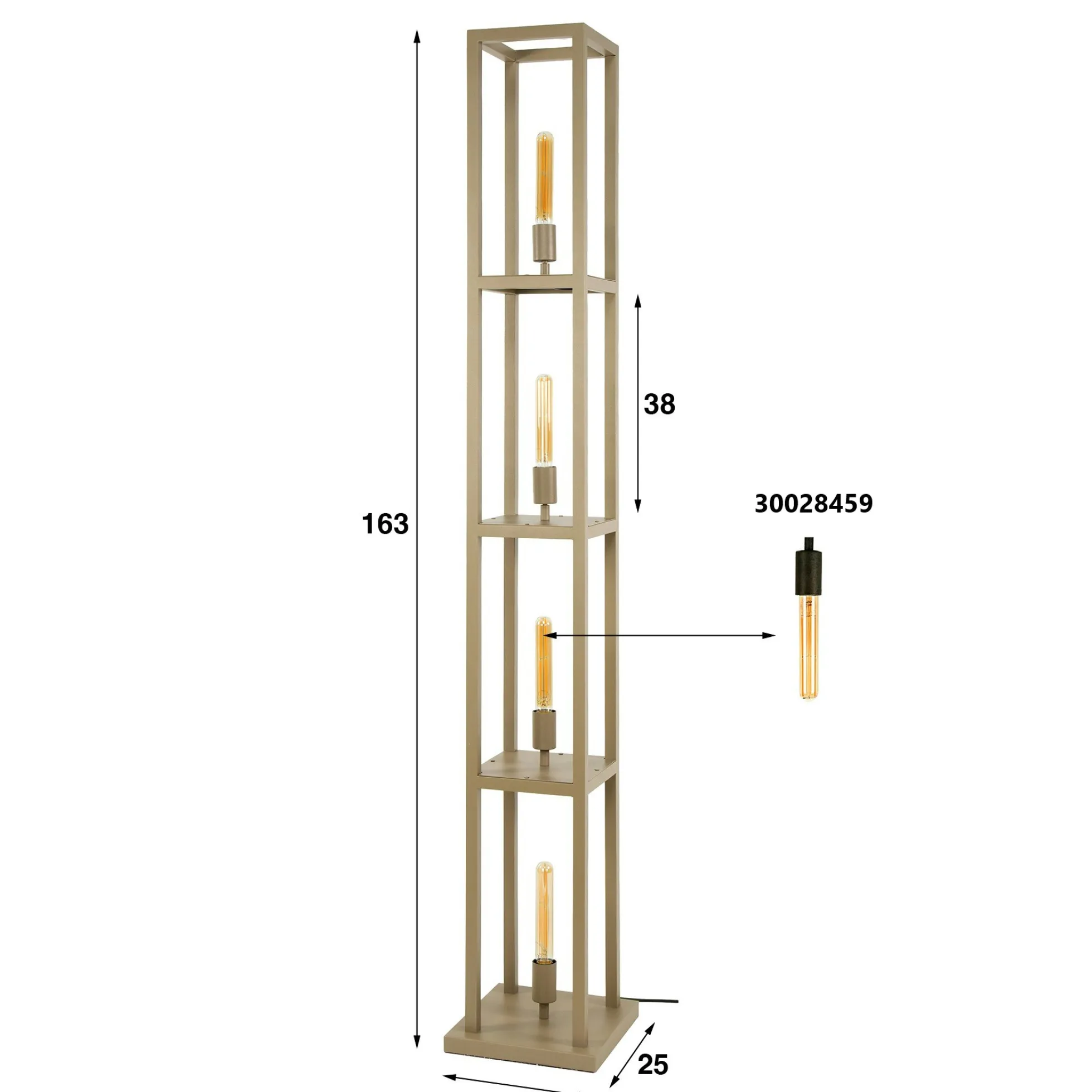 Lampadaire tour beige style moderne, 4 ampoules TRIBECA