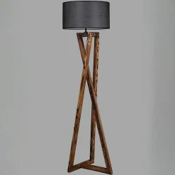 Lampadaire trépied croisé abat-jour noir 150 cm KILIS