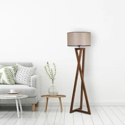 Lampadaire trépied croisé abat-jour beige 150 cm KILIS