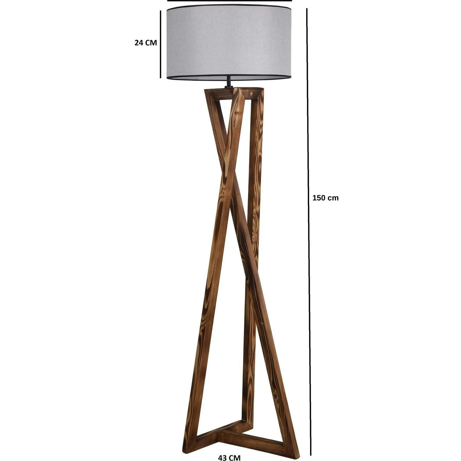Lampadaire trépied croisé abat-jour gris 150 cm KILIS