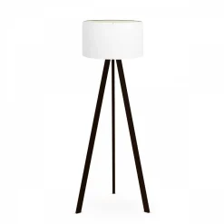 Lampadaire trépied effet bois noir, abat-jour blanc Ø38 cm KILIS