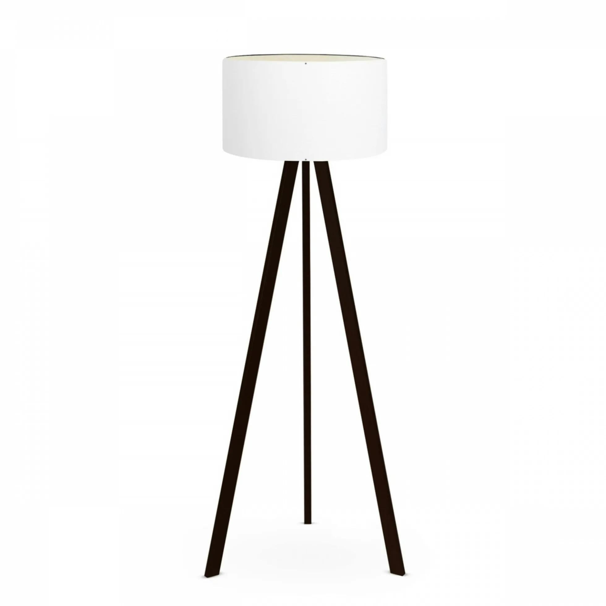 Lampadaire trépied effet bois noir, abat-jour blanc Ø38 cm KILIS