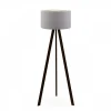 Lampadaire trépied effet bois noir, abat-jour gris Ø38 cm KILIS