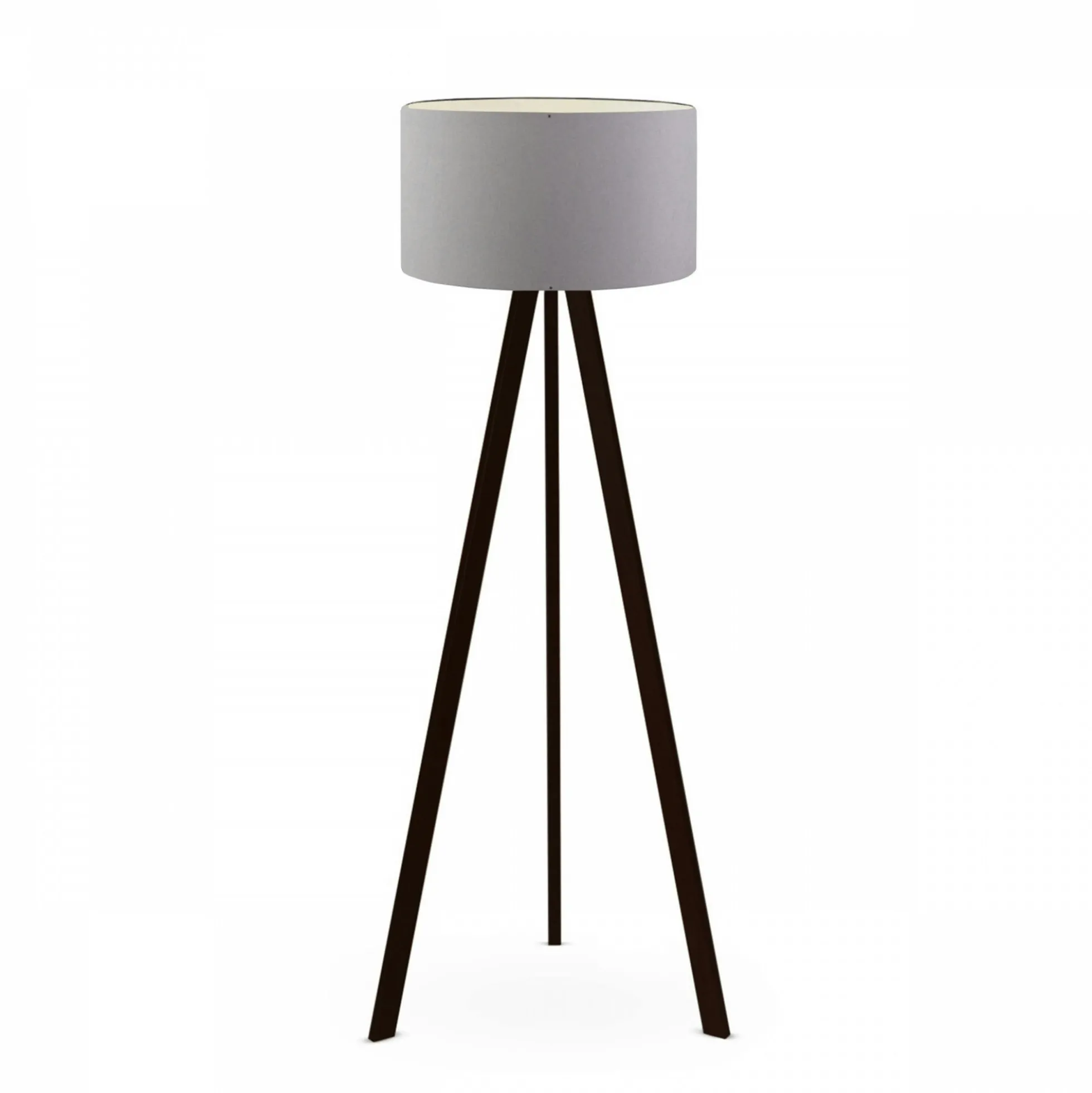 Lampadaire trépied effet bois noir, abat-jour gris Ø38 cm KILIS