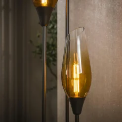 Lampadaire verre fumé métal 3 abat-jour NIAGARA