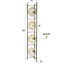 Lampadaire vintage anneaux en verre ambré NIAGARA