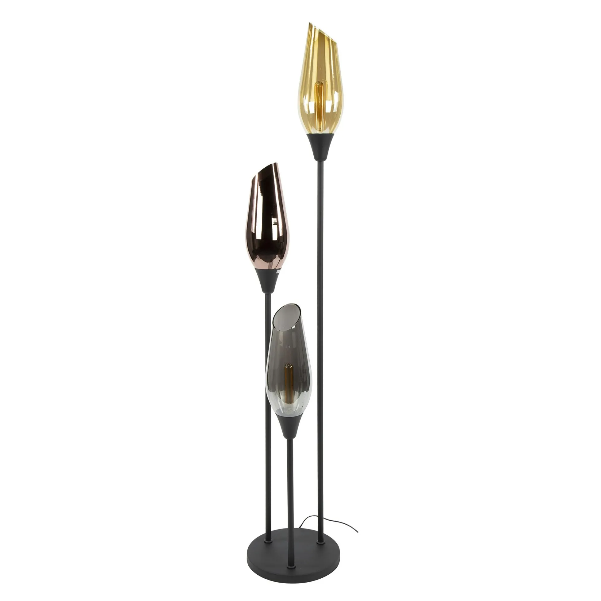Lampadaire vintage avec abat-jour en verre forme torche NIAGARA