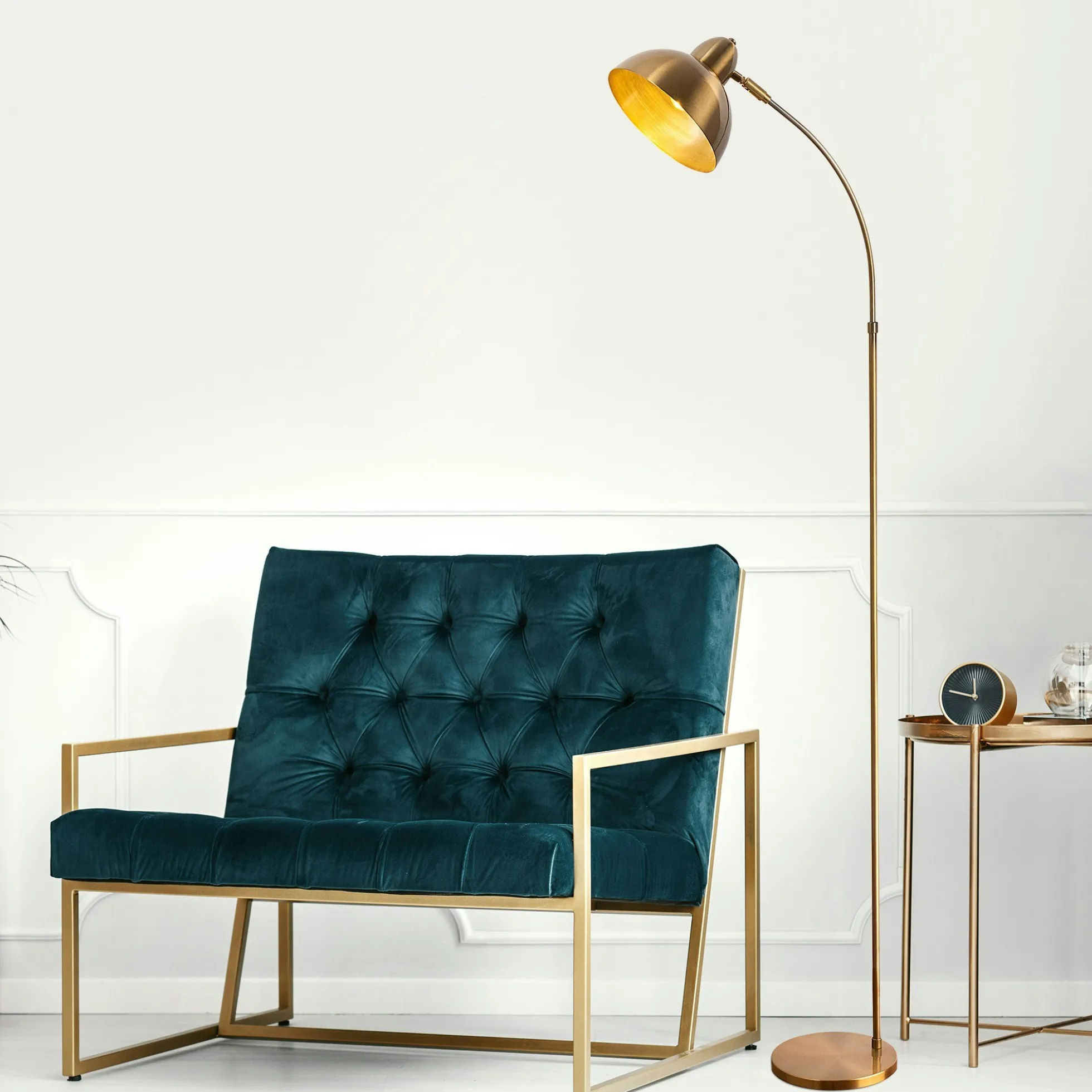 Lampadaire vintage cuivré avec abat-jour orientable SILE