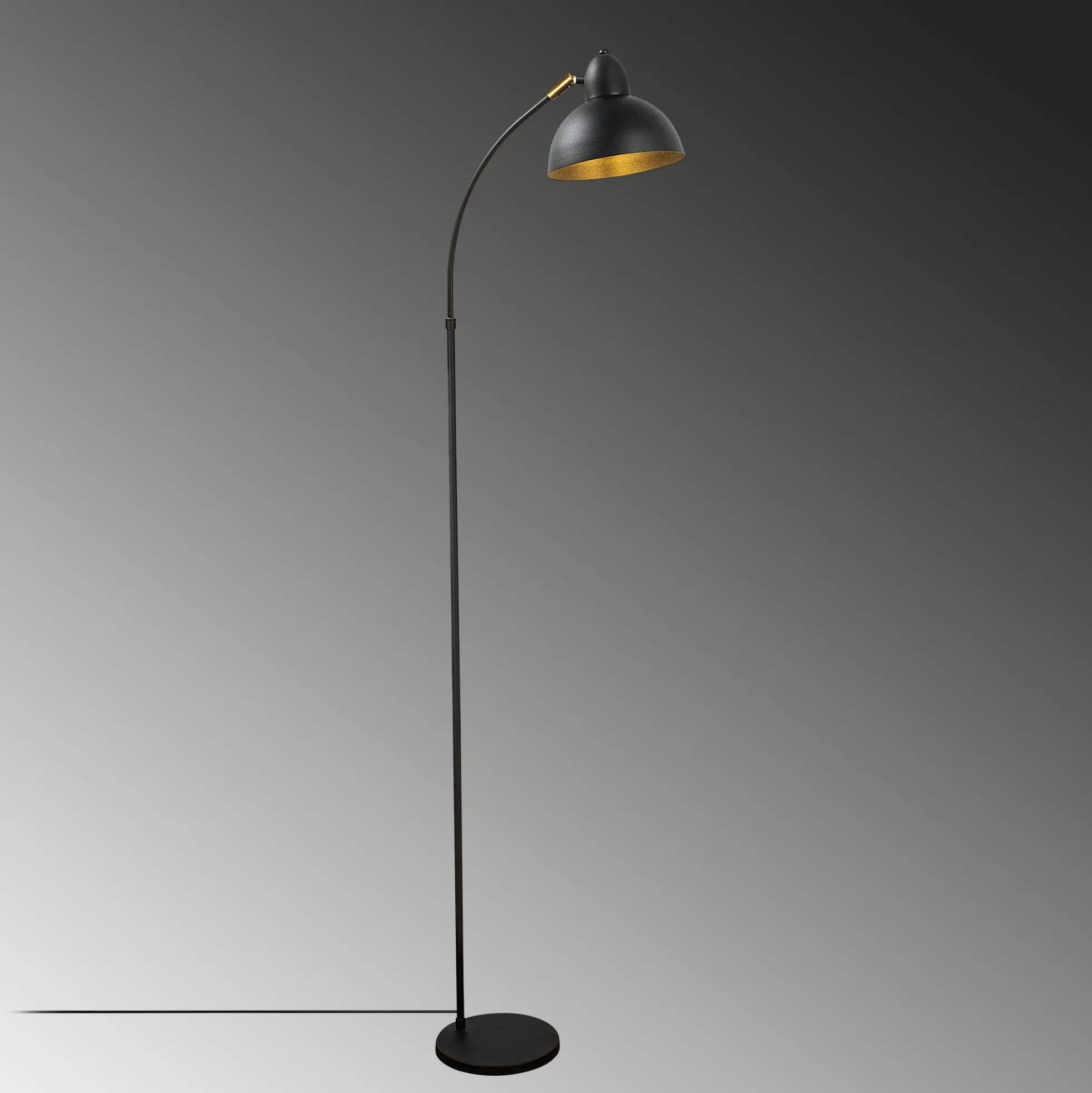 Lampadaire vintage noir & doré avec abat-jour orientable SILE
