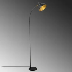 Lampadaire vintage noir & doré avec abat-jour orientable SILE