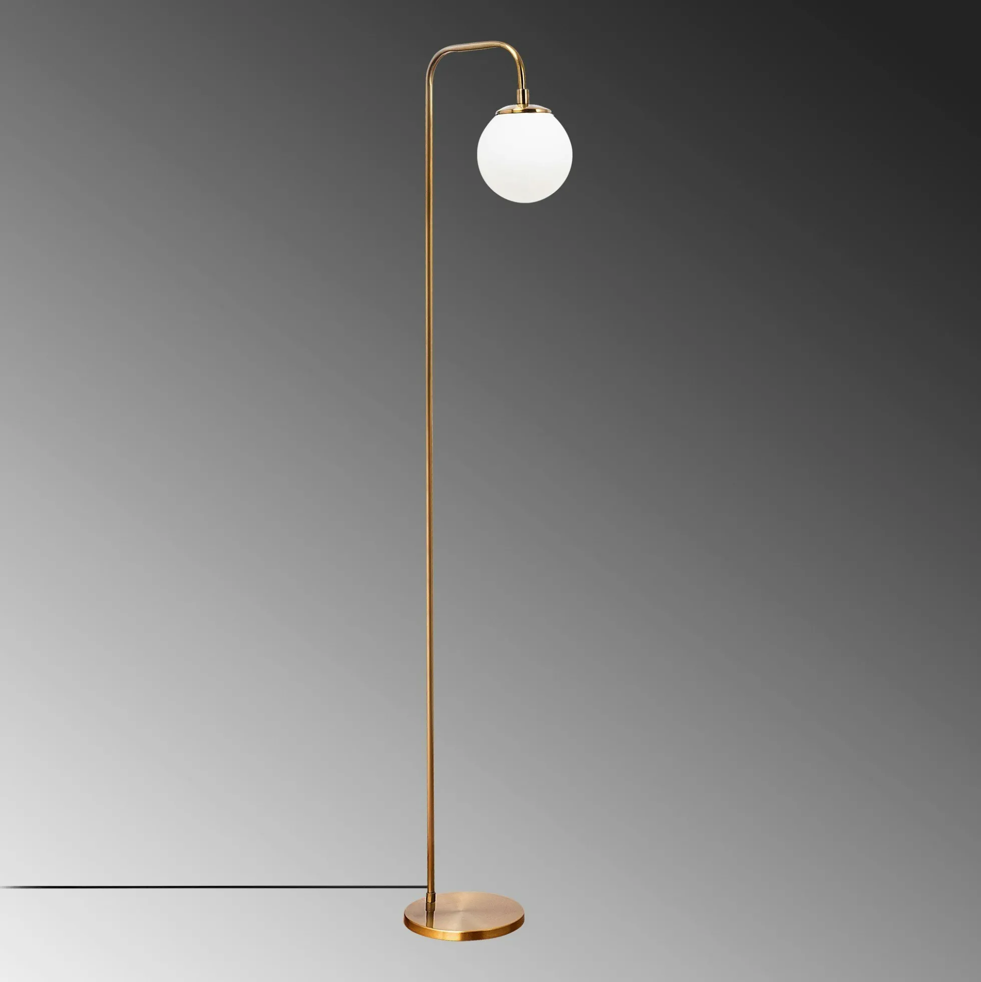 Lampadaire vintage sur tige, 1 globe verre dépoli SIERRE