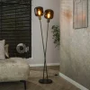 Lampadaire vintage verre – 2 abat–jour croisés bronze NOVA