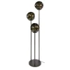 Lampadaire vintage verre brun 3 globes sur tige bronze NIAGARA
