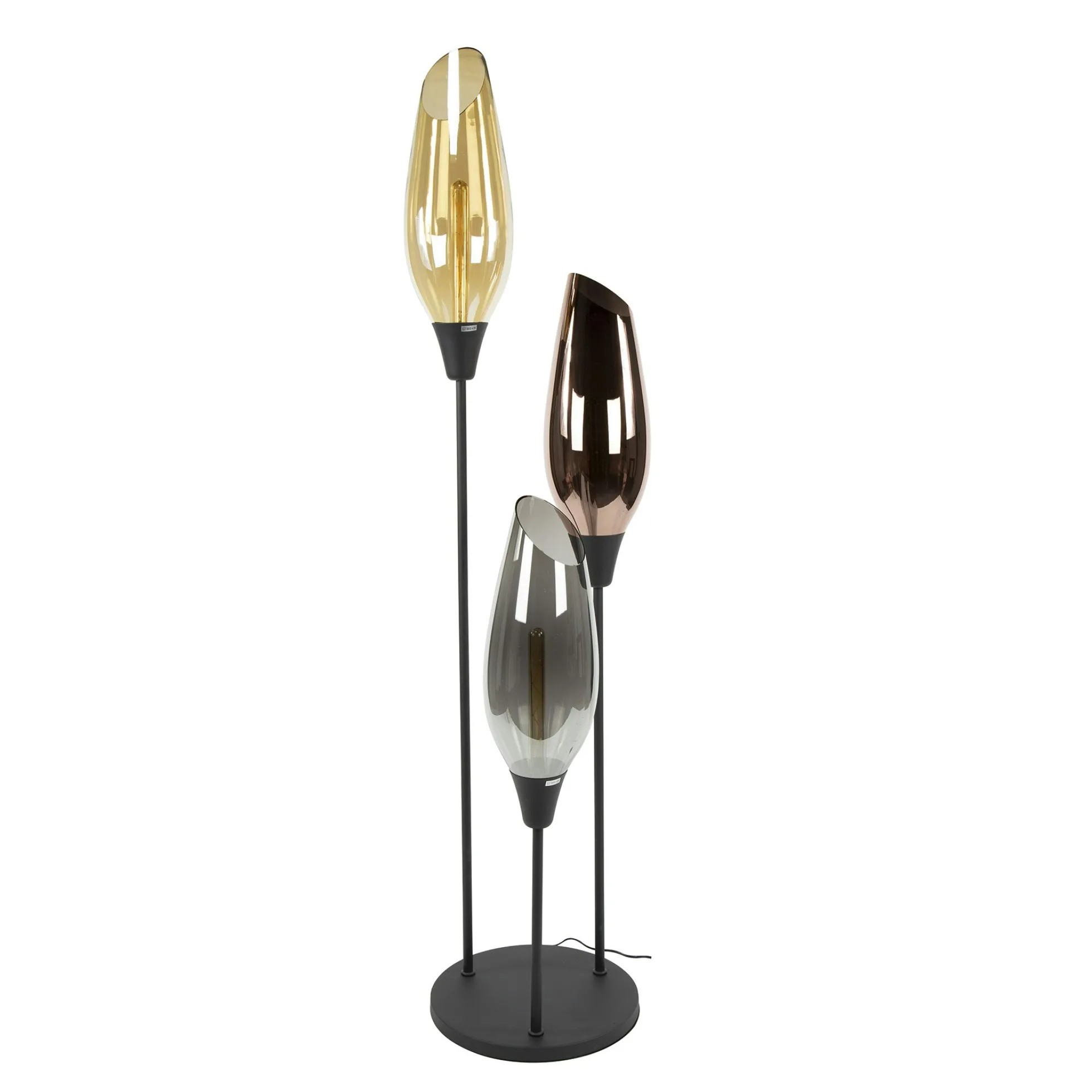 Lampadaire vintage XL avec abat-jour en verre forme torche NIAGARA