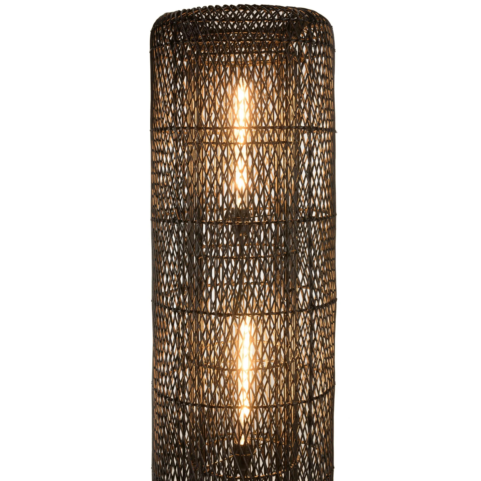 Lampadaire 39x39cm rotin couleur noire pieds acier FOLELLI