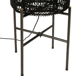 Lampadaire 39x39cm rotin couleur noire pieds acier FOLELLI