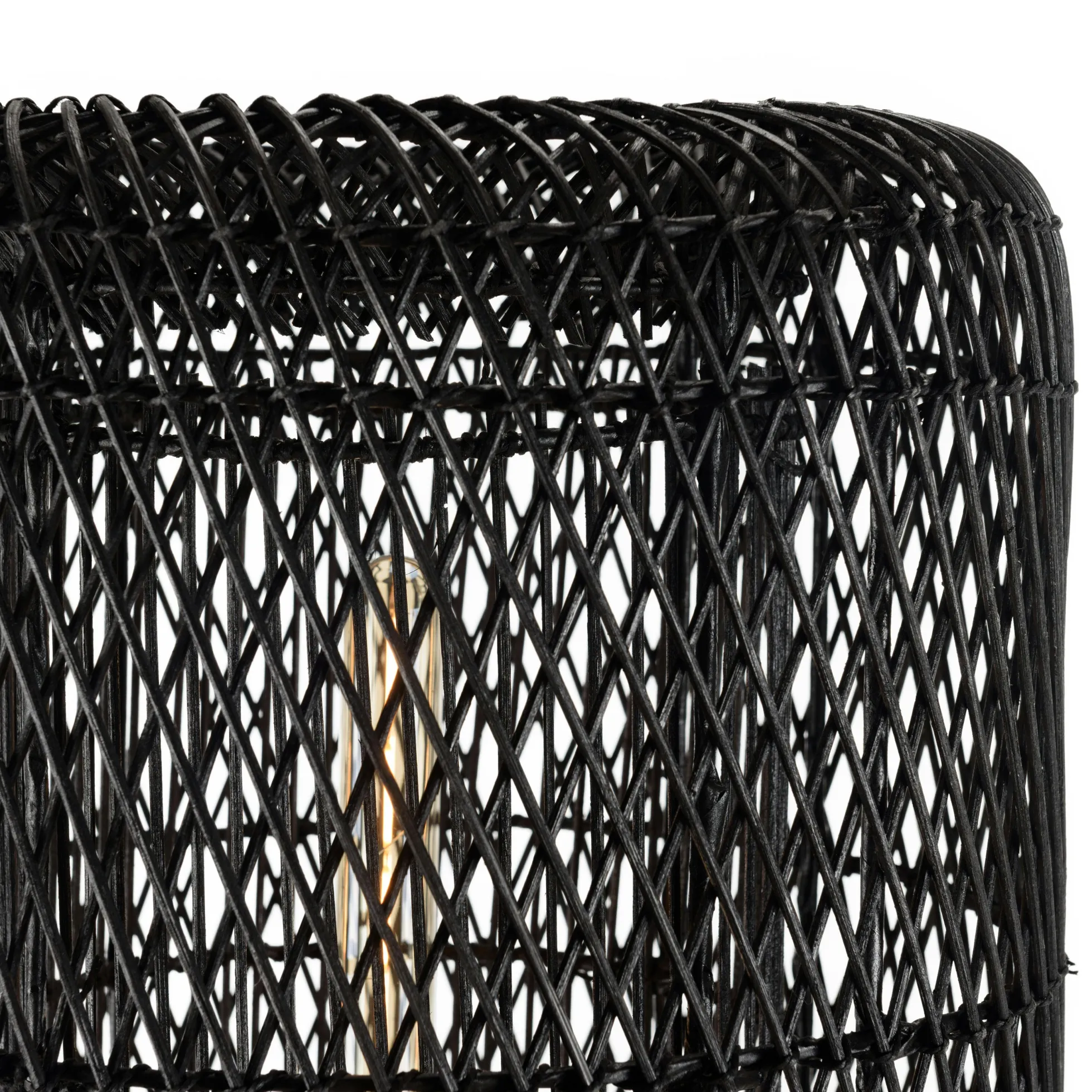 Lampadaire 39x39cm rotin couleur noire pieds acier FOLELLI