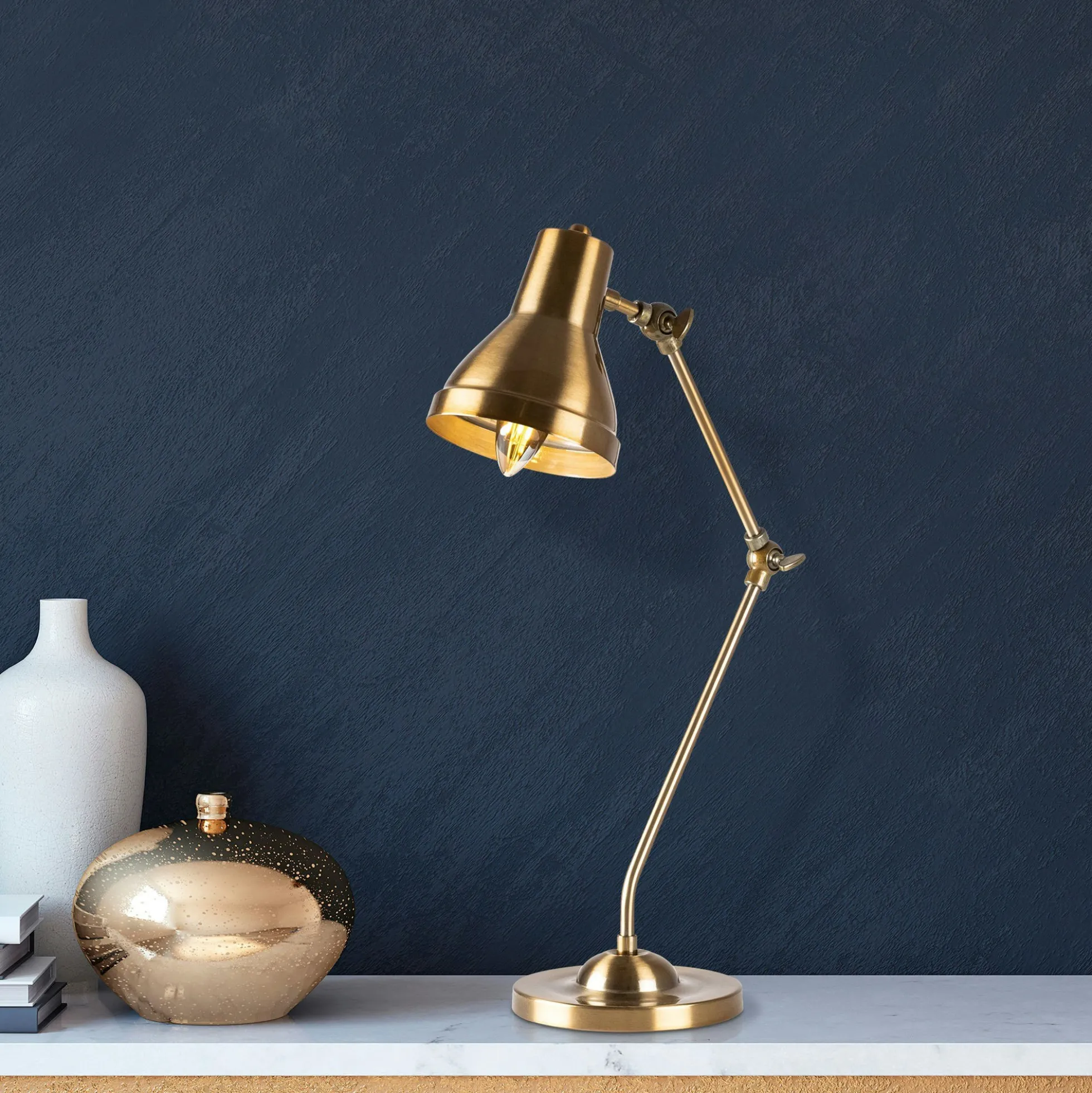 Lampe de bureau articulée vintage, finition dorée SILE