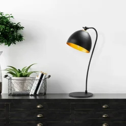 Lampe de chevet moderne noire et dorée, 54 cm SILE