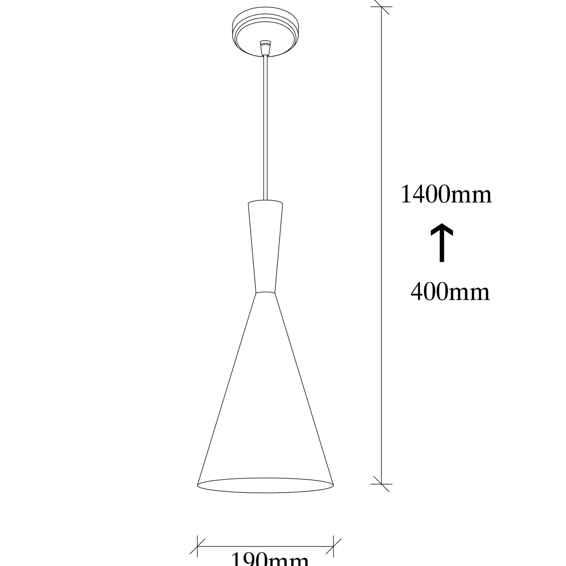 Lampe de chevet suspendue noire mat câble rouge, forme cône SILE