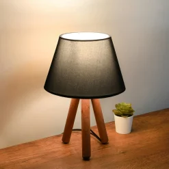 Lampe de chevet trépied moderne, abat-jour anthracite KILIS