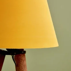 Lampe de chevet trépied moderne, abat-jour jaune KILIS