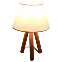 Lampe de chevet trépied moderne, abat-jour blanc KILIS