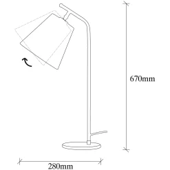 Lampe de chevet vintage, abat-jour écru orientable ZURICH
