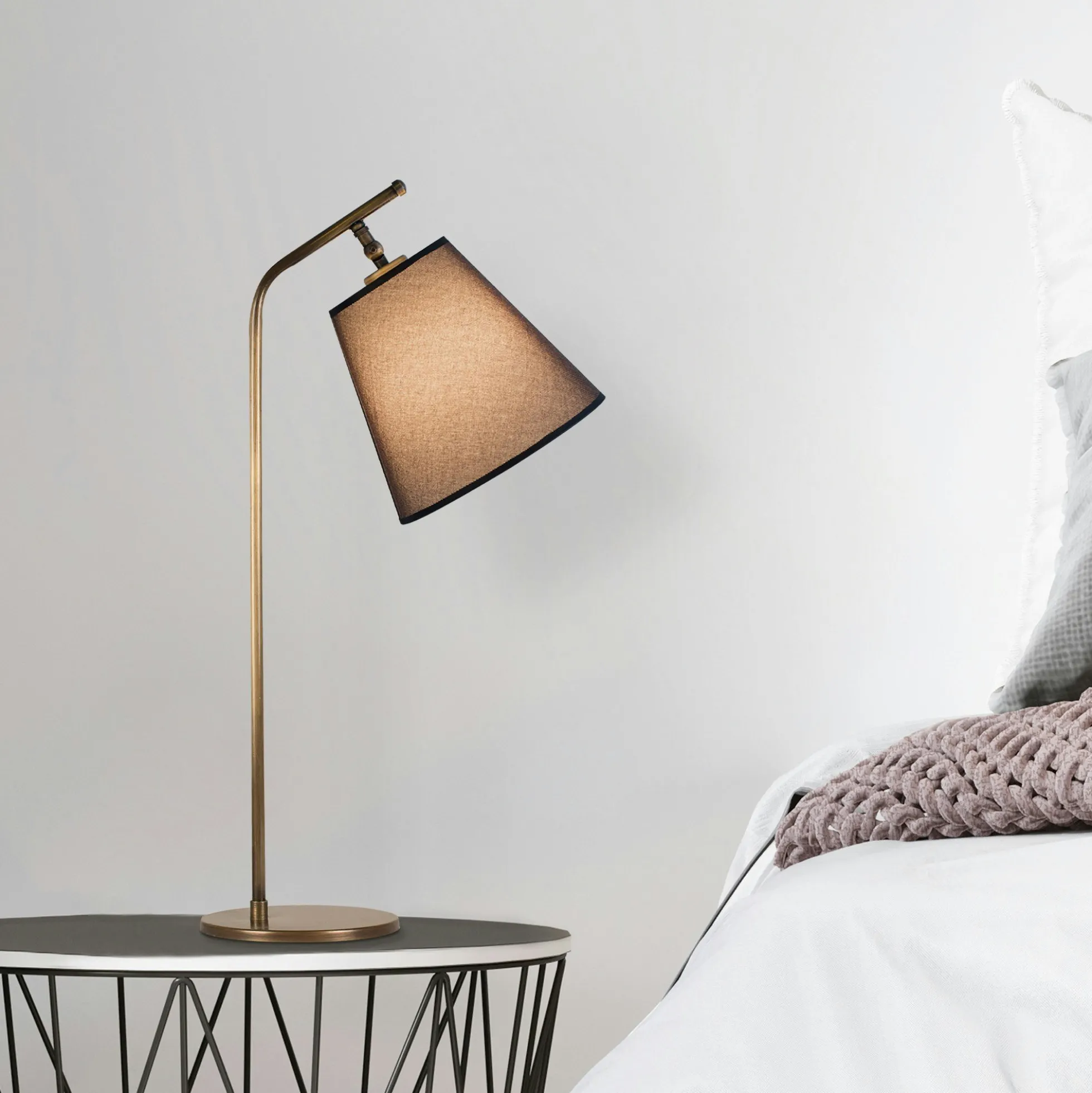 Lampe de chevet vintage, abat-jour marron orientable ZURICH