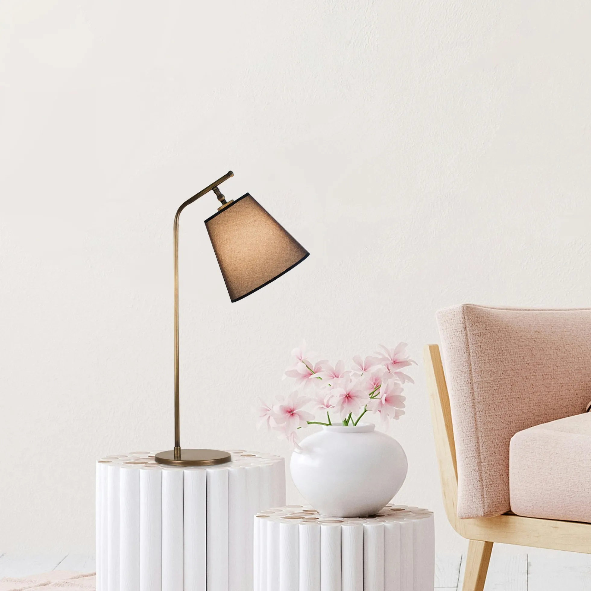 Lampe de chevet vintage, abat-jour marron orientable ZURICH