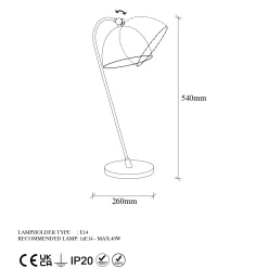 Lampe de chevet vintage cuivrée, abat-jour rond orientable SILE