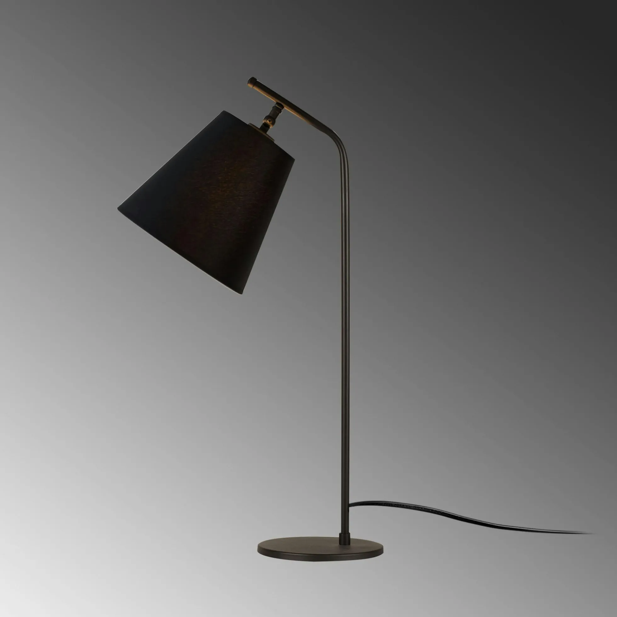 Lampe de chevet vintage noire, abat-jour orientable ZURICH