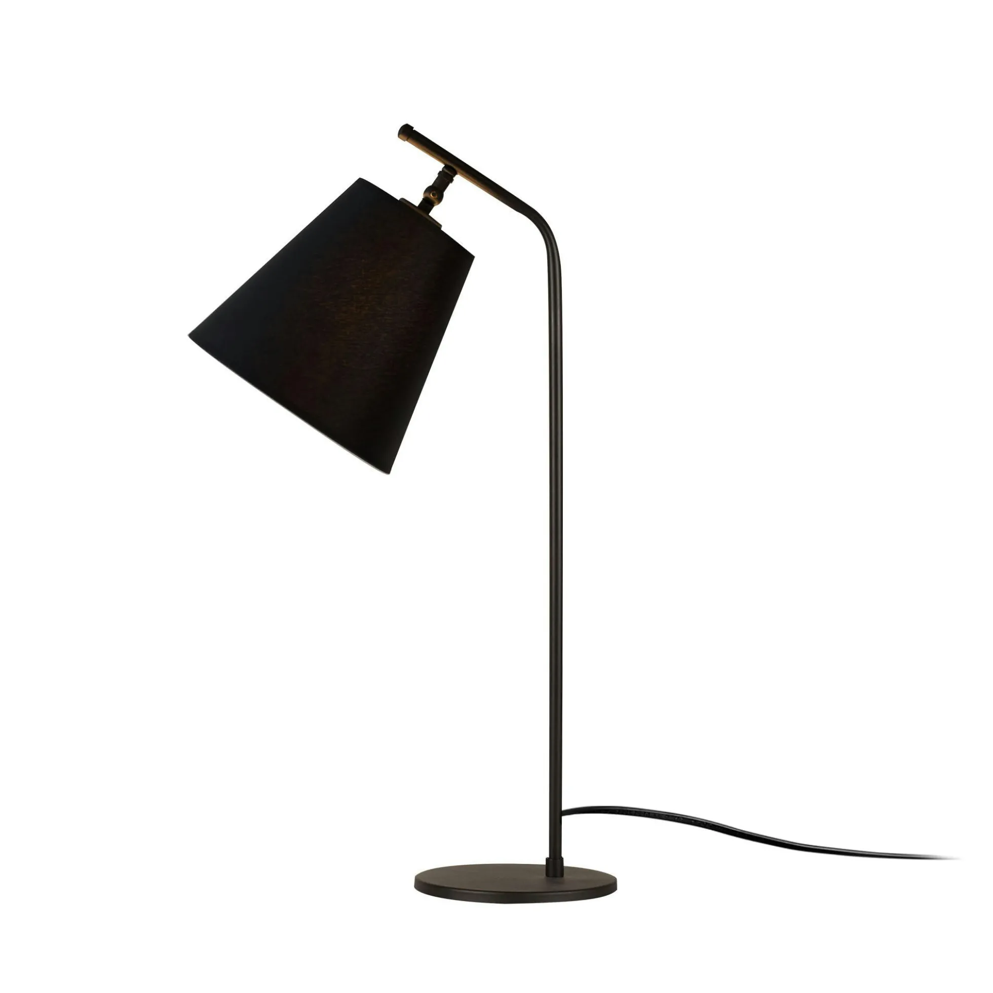Lampe de chevet vintage noire, abat-jour orientable ZURICH
