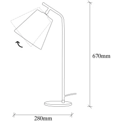 Lampe de chevet vintage noire, abat-jour orientable ZURICH