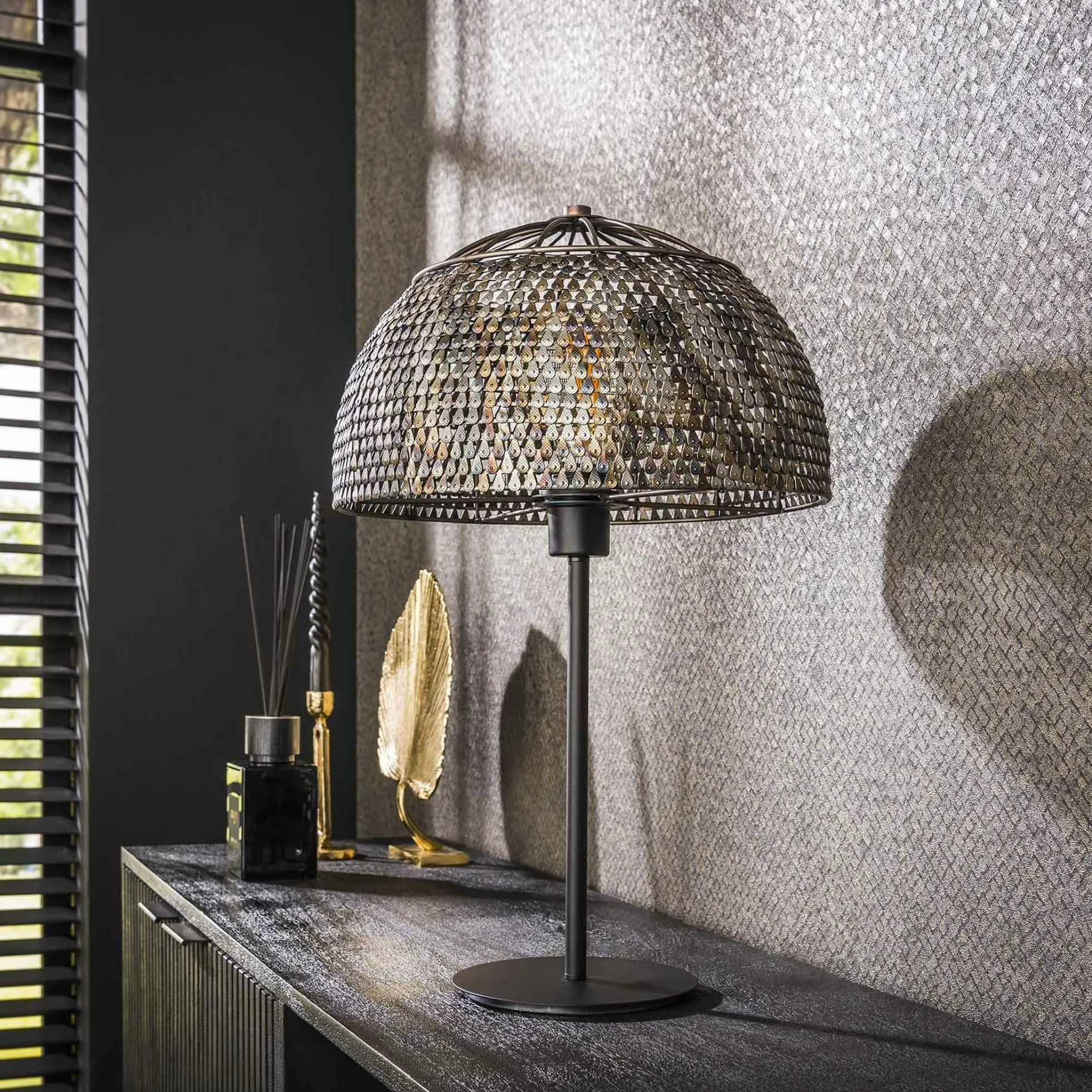 Lampe de salon avec abat-jour effet maille TRIBECA