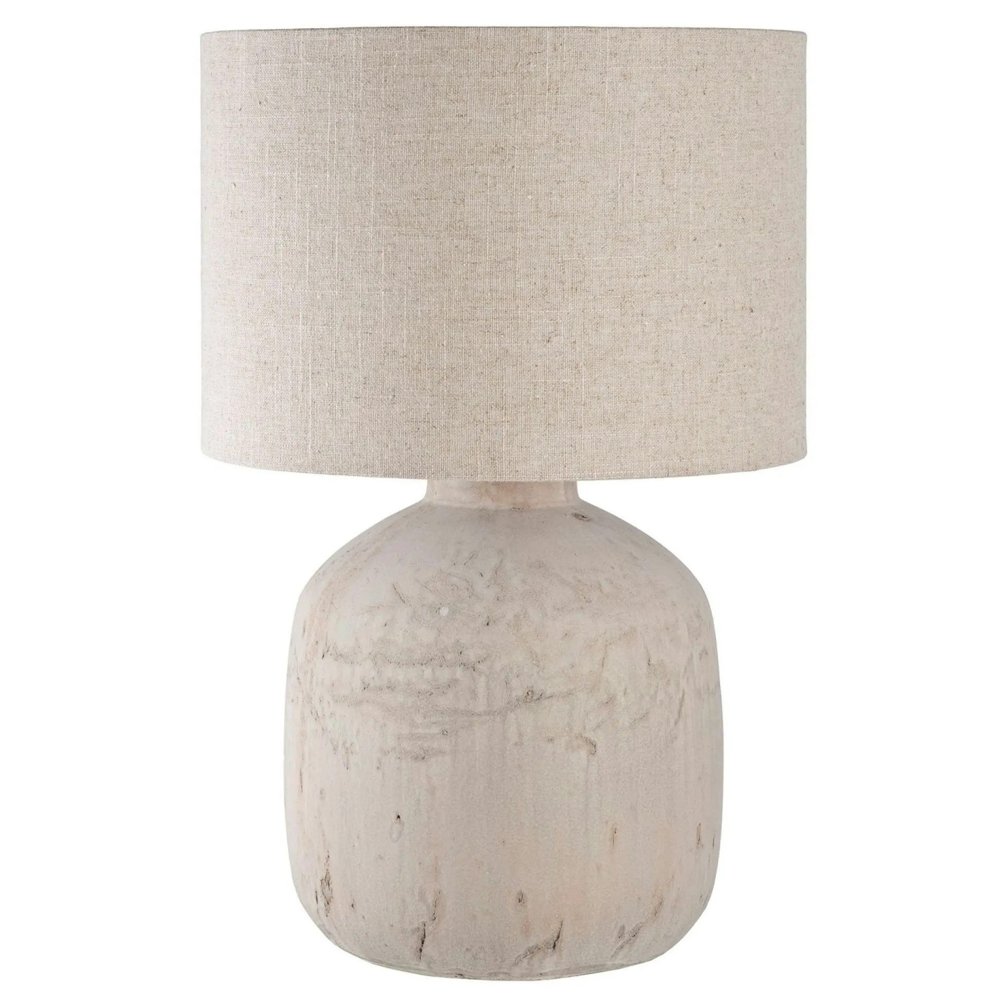 Lampe de salon beige céramique et tissu KARS
